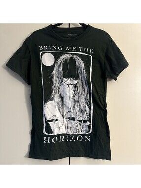 Bring Me The Horizon "Faceless" Shirt Medium Dark Green Metalcore Mushroom Tee
